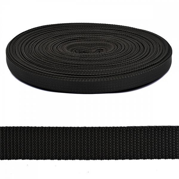 Стропа (ременная лента) 20 мм / 50 метров, толщ. ≈1.2 мм, 02 черный