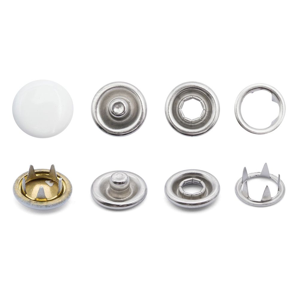 Кнопка рубашечная (джерси) закрытая ⌀7.8 мм, ≈1440 шт, МЕТАЛЛ, эмаль, 101 белый глянцевый, NEW STAR