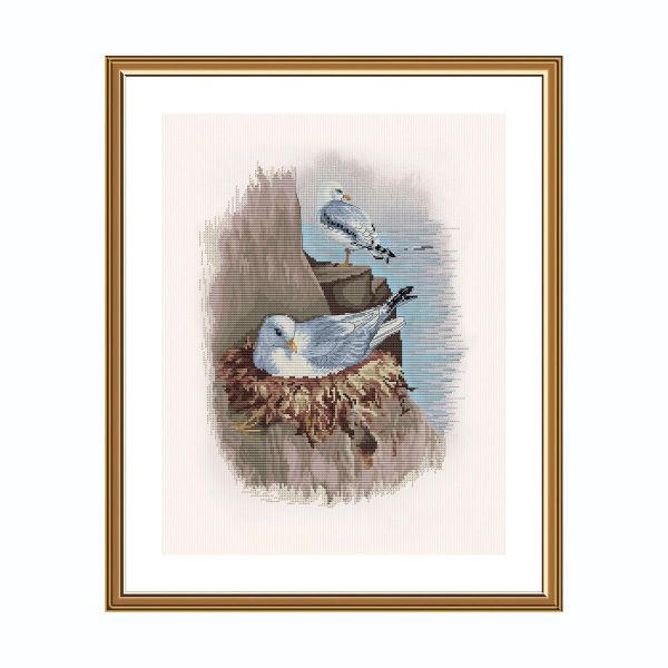 Набор для вышивания нитками Нова Слобода, Чайки 28х36 см