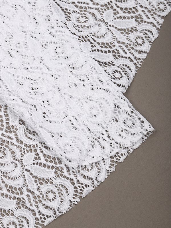 Ткань кружевная гипюр стрейч 160 г/м², ш.150см, арт.SZ031636 цв.белый, уп.1м