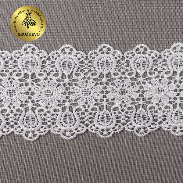 Кружево гипюр (плетёное) 80 мм / 13.71 метров, TBY.02584, цв.1 белый
