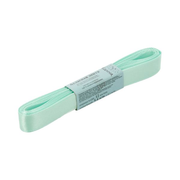 Лента атласная 1-сторонняя 12.0 мм / 10 шт по 5.4 метра, №114 мятный, Gamma AL-12P