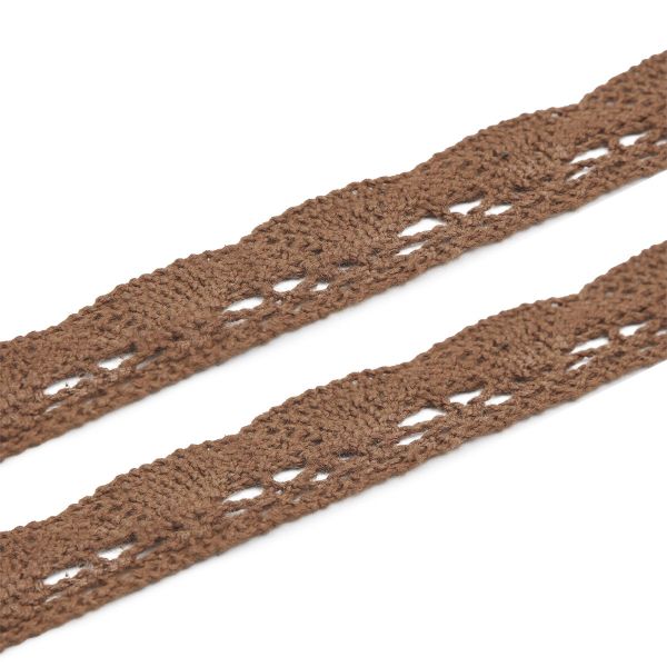 Кружево вязаное (тесьма) хлопковое 20 мм / 9.14 метров, C092 коричневый