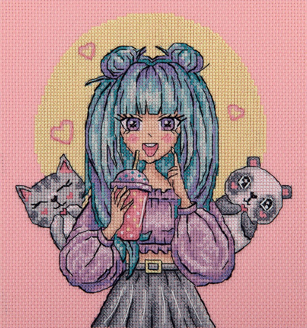 Набор для вышивания Klart 8-557, Розовое настроение, 19х19 см