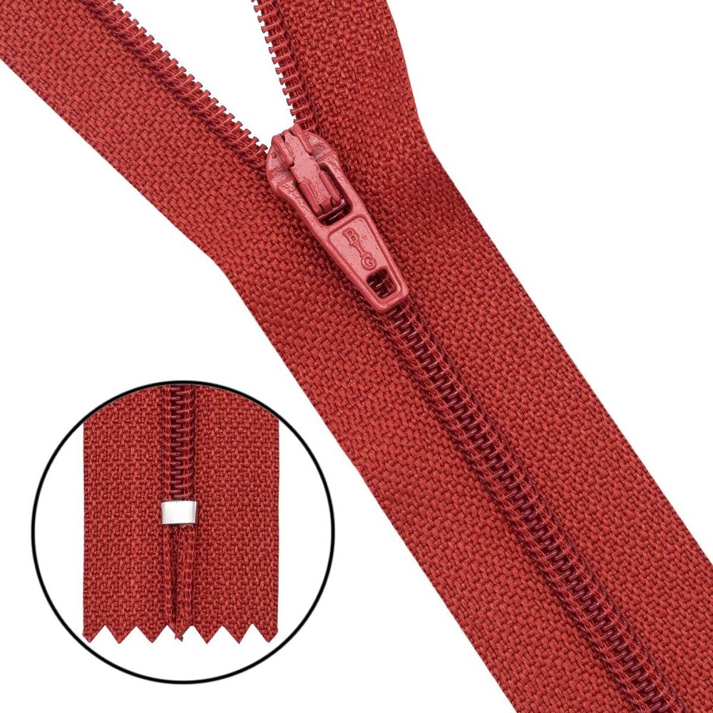 Молния спираль (витая) Т3 (3 мм) 1 зам., н/раз., 20 см, автомат, терракот, 30101, 10 шт