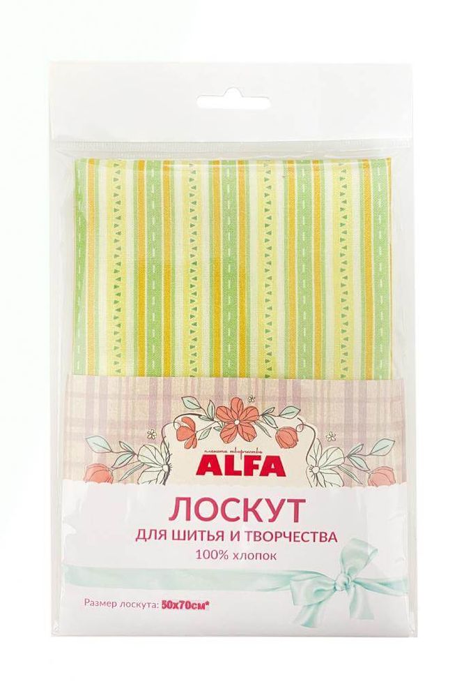 Ткань для пэчворка Alfa, отрез 50х70 см, 100% хлопок, AL-RU1066-L, 1 шт