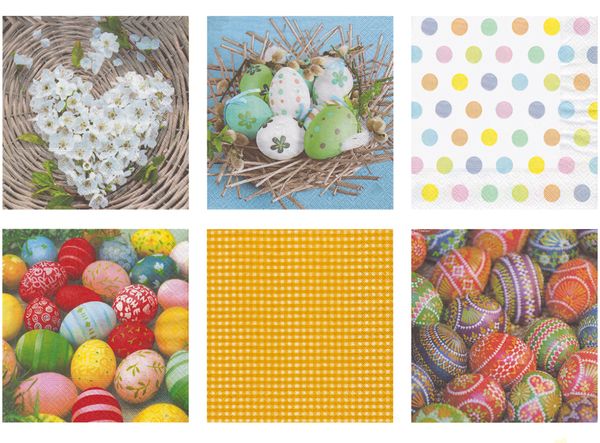 Салфетки для декупажа ассорти 3х слойные 33х33 12 шт, 01 Пасха (1), Love2art SDD