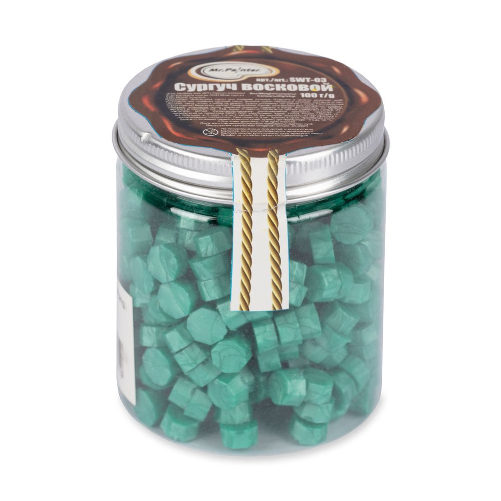 Сургуч восковой 100 г, 06 бирюзовый перламутр, Mr.Painter SWT-03