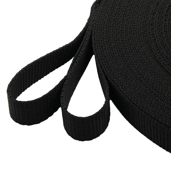 Стропа (ременная лента) 20 мм / 25 метров, толщ. 1.0 мм, [11 г/пог.м], 100% п/п, 20-1 черный