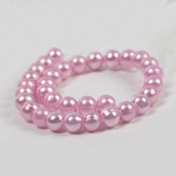 Бусины пластик (перламутр) ⌀10 мм, цв.015 розовый, уп.500г (960 шт), Magic4Hobby