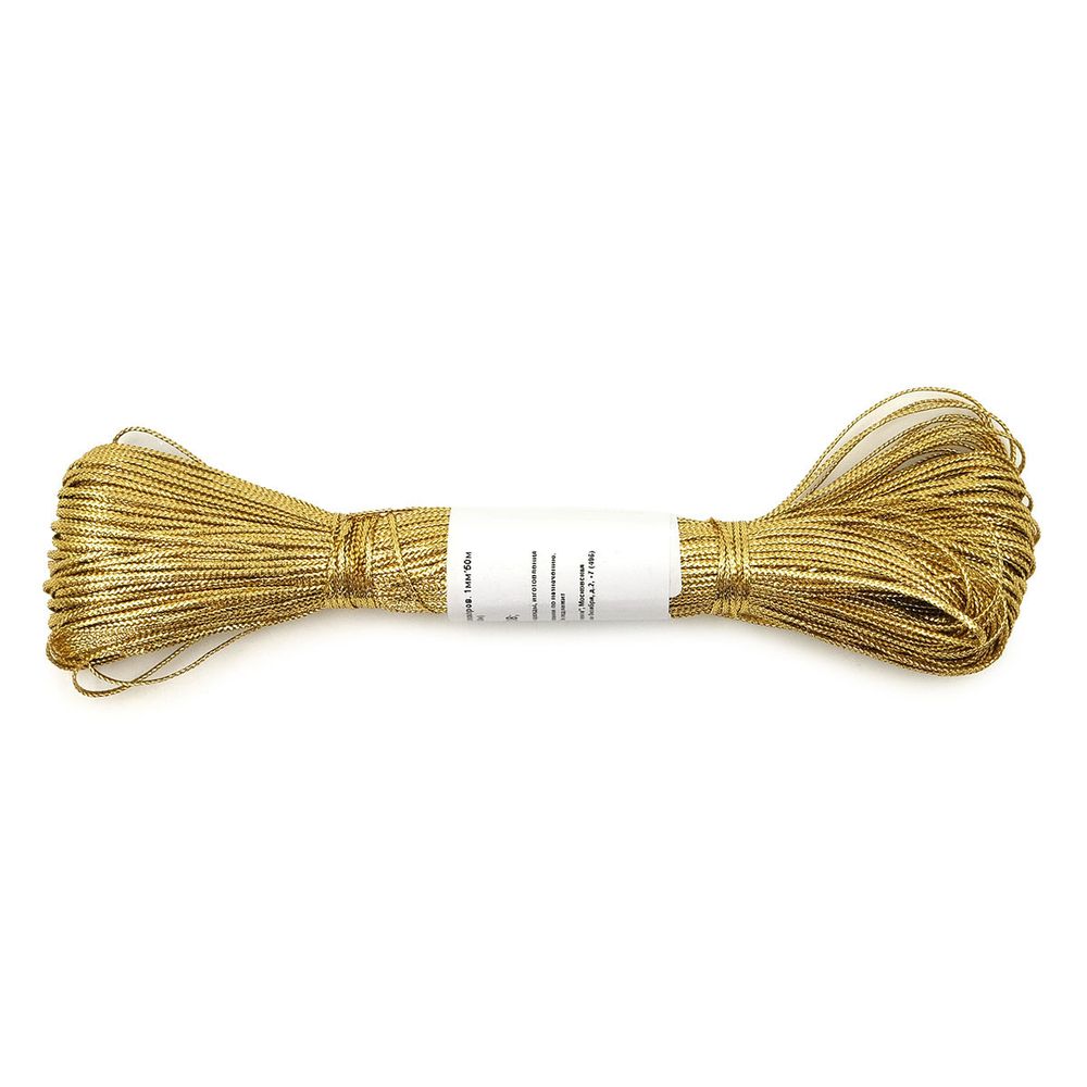 Шнур металлизированный ⌀1.0 мм / 50 метров, 2 золото