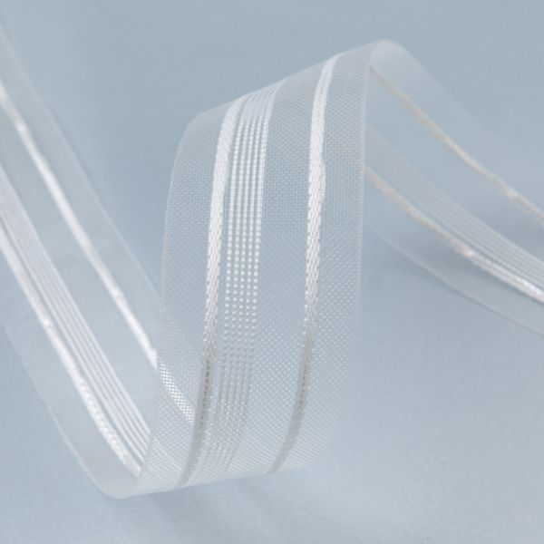 Лента (тесьма) шторная: сборка бантовая (1:3) 40 мм / 50 метров, прозрачный, Blitz T795B