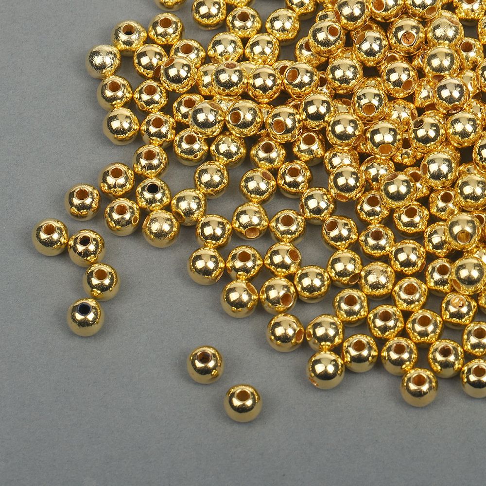 Бусины пластик ⌀6 мм, цв.золотой уп.50 г, Magic4Hobby