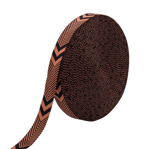 Стропа (ременная лента) 38 мм / 45.72 метра, [38.82 г/пог.м], с принтом 2-сторонняя, D169 коричневый/черный, 3Al354