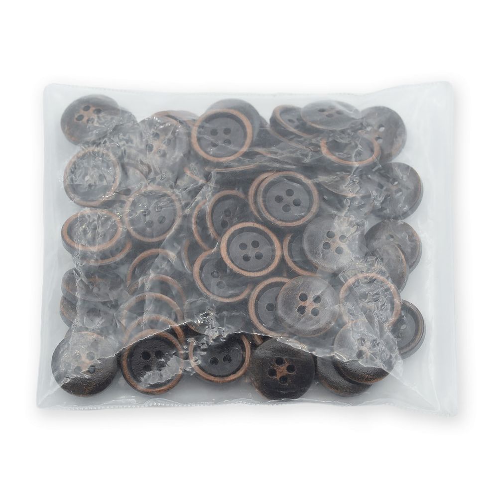 Пуговицы 4 прокола 24L (15мм), (Brown2 (коричневый2)) W01, 72 шт