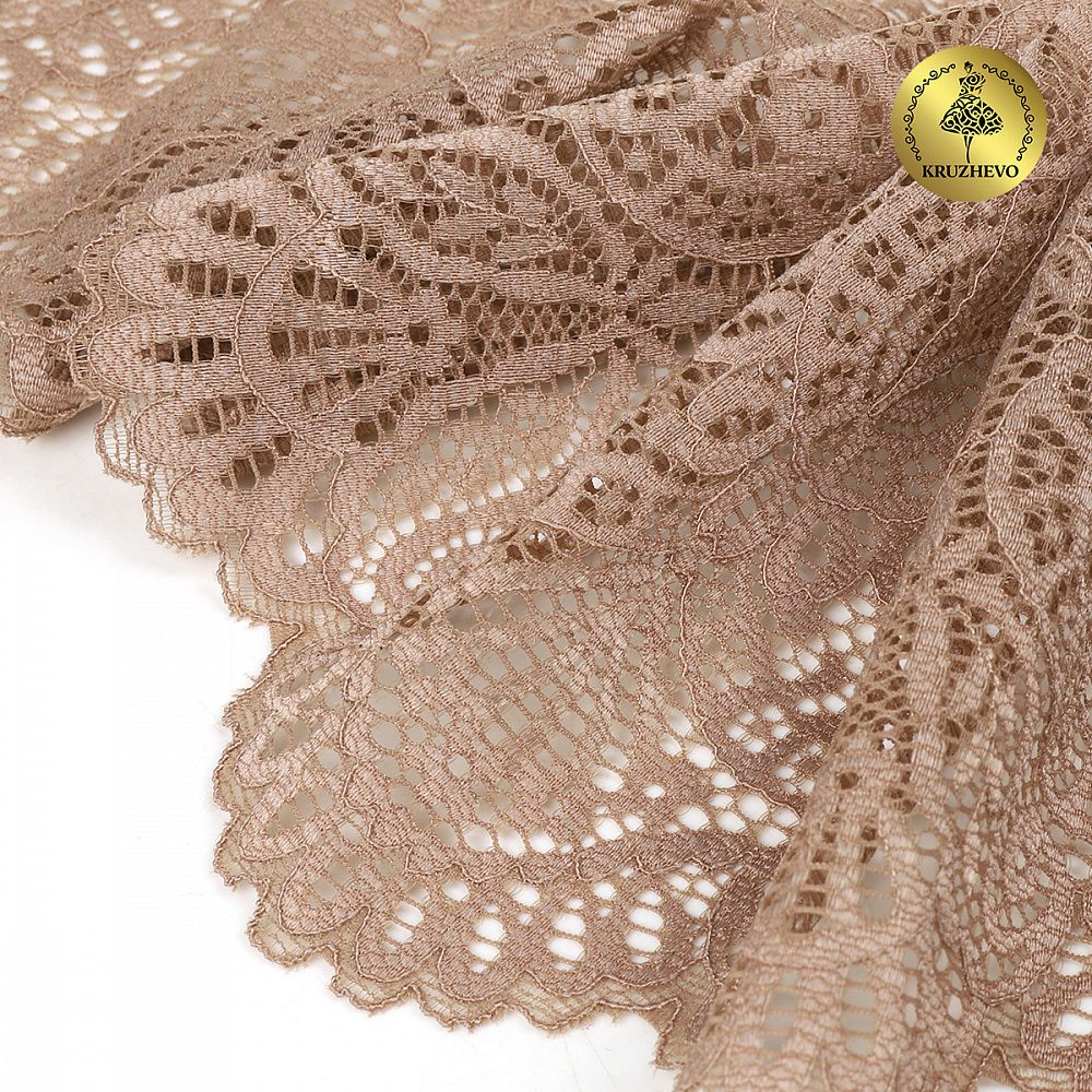 Кружево эластичное (стрейч) 110 мм / 25 метра, TBY.40992PP, цв.L30 кофе с молоком, Kruzhevo