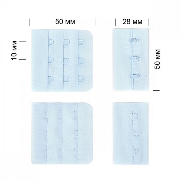 Застежки для бюстгальтера текстильные 3х3, 5 см, арт.57 голубой F183 уп.100 шт