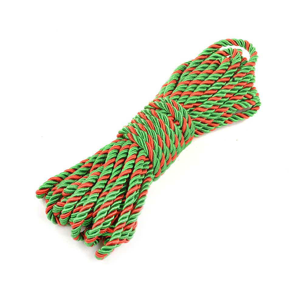 Шнур витой ⌀5.0 мм / 10 метров, зеленый/красный