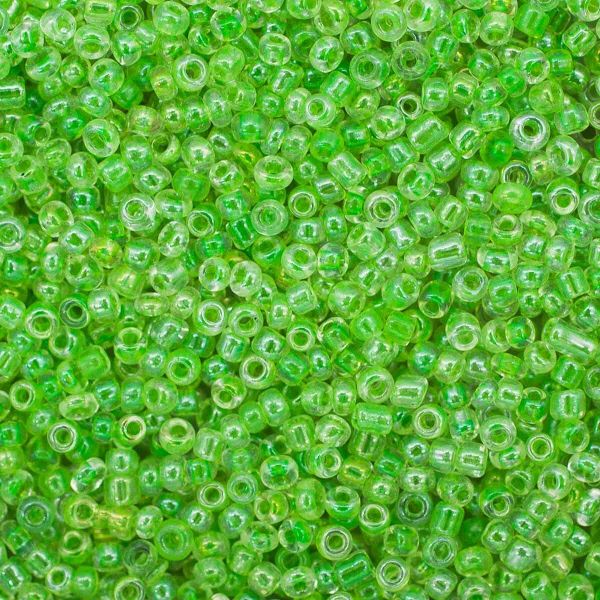 Бисер Astra&Craft 11/0 (2.1 мм), 200 г (10х20 г), цв. 2207 зеленый/прозр.с.цвет.центром (глянцевый)