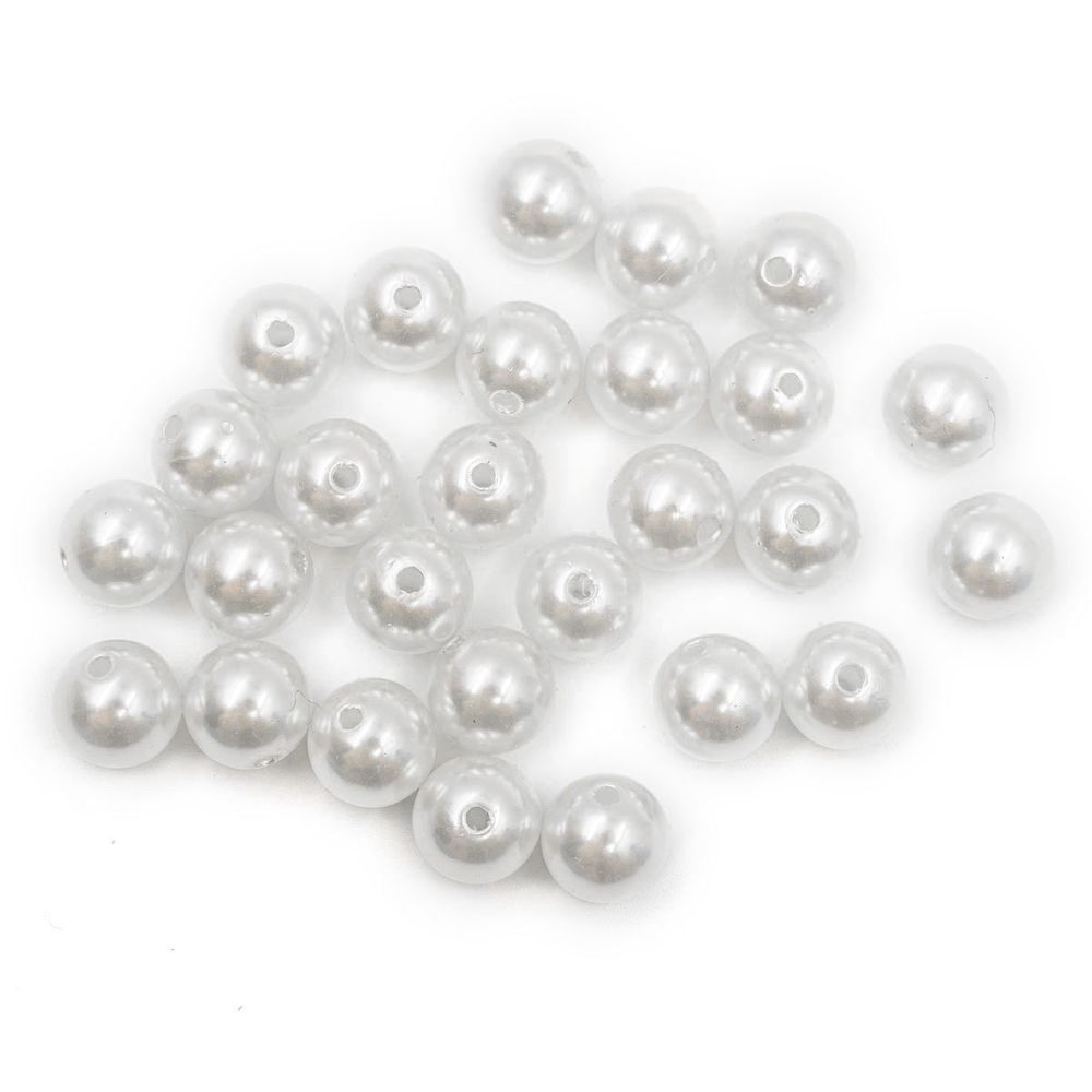 Бусины пластик (жемчуг) ⌀12 мм, 25 г, Astra&Craft, 001 NL белый