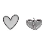 Пуговицы на ножке фигурная Сердце 16L (10мм), металл (White/S (белый/серебро)), MEs-2012, 36 шт