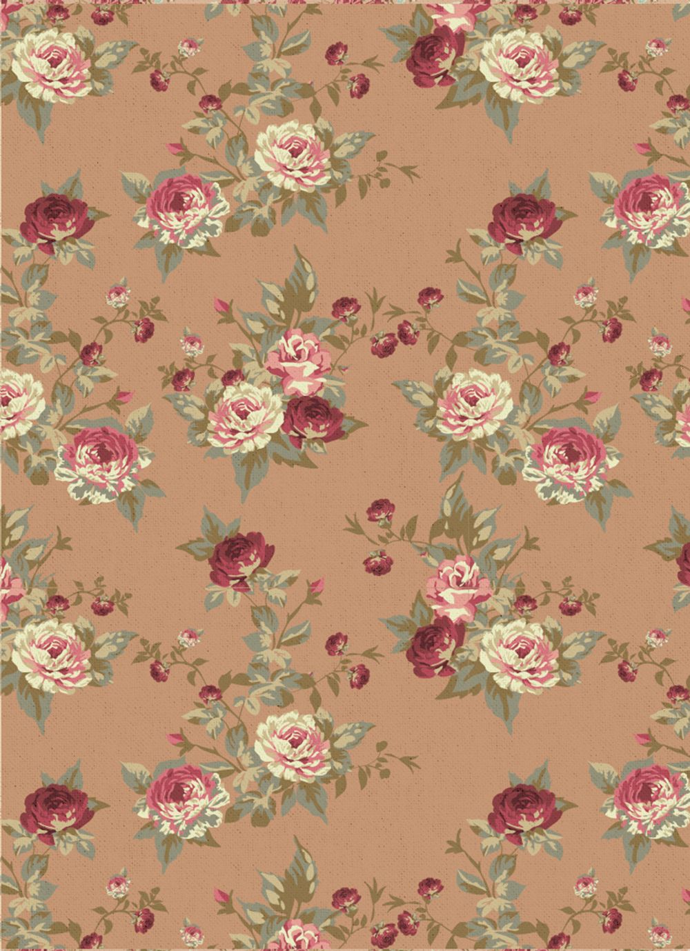 Ткань для пэчворка Peppy Викторианские розы, отрез 50х55 см, 146 г/м², ВР-05 бежевый, Peppy