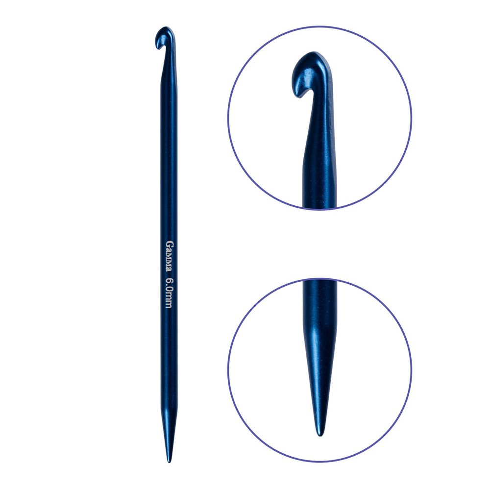 Крючок-спица для вязания ⌀6.0 мм, 15 см, алюминий, Gamma CH-N