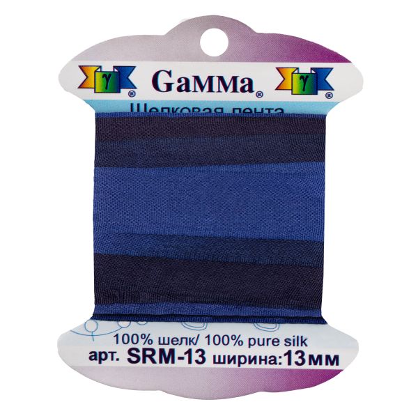 Лента (тесьма) шелковая 13.0 мм / 9.1±0.5 метров, M140 синий/т.фиолетовый, Gamma SRM-13