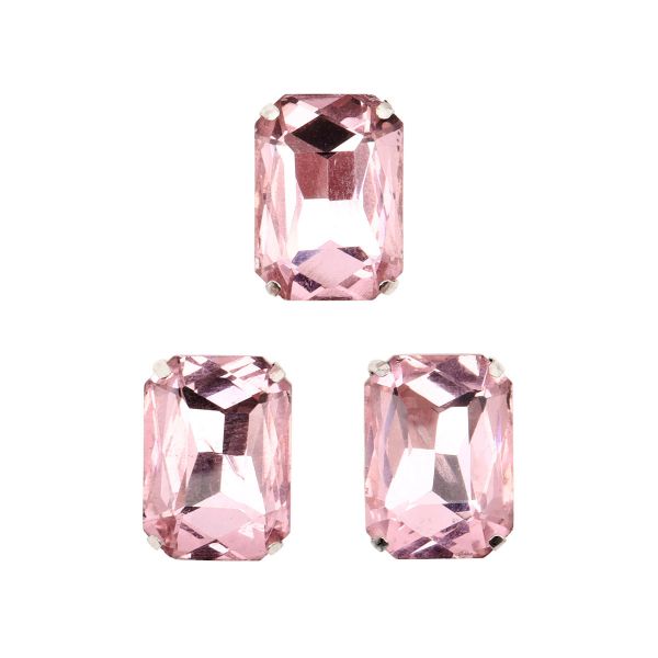 Хрустальные стразы в цапах прямоугольные (серебро) св.розовый 13х18мм, 3 штук Astra&Craft, ПЦ005НН1318