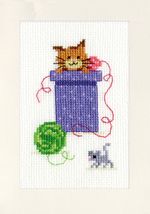 Набор для вышивания нитками Vervaco, Игривые кошки, 10.5х15 см