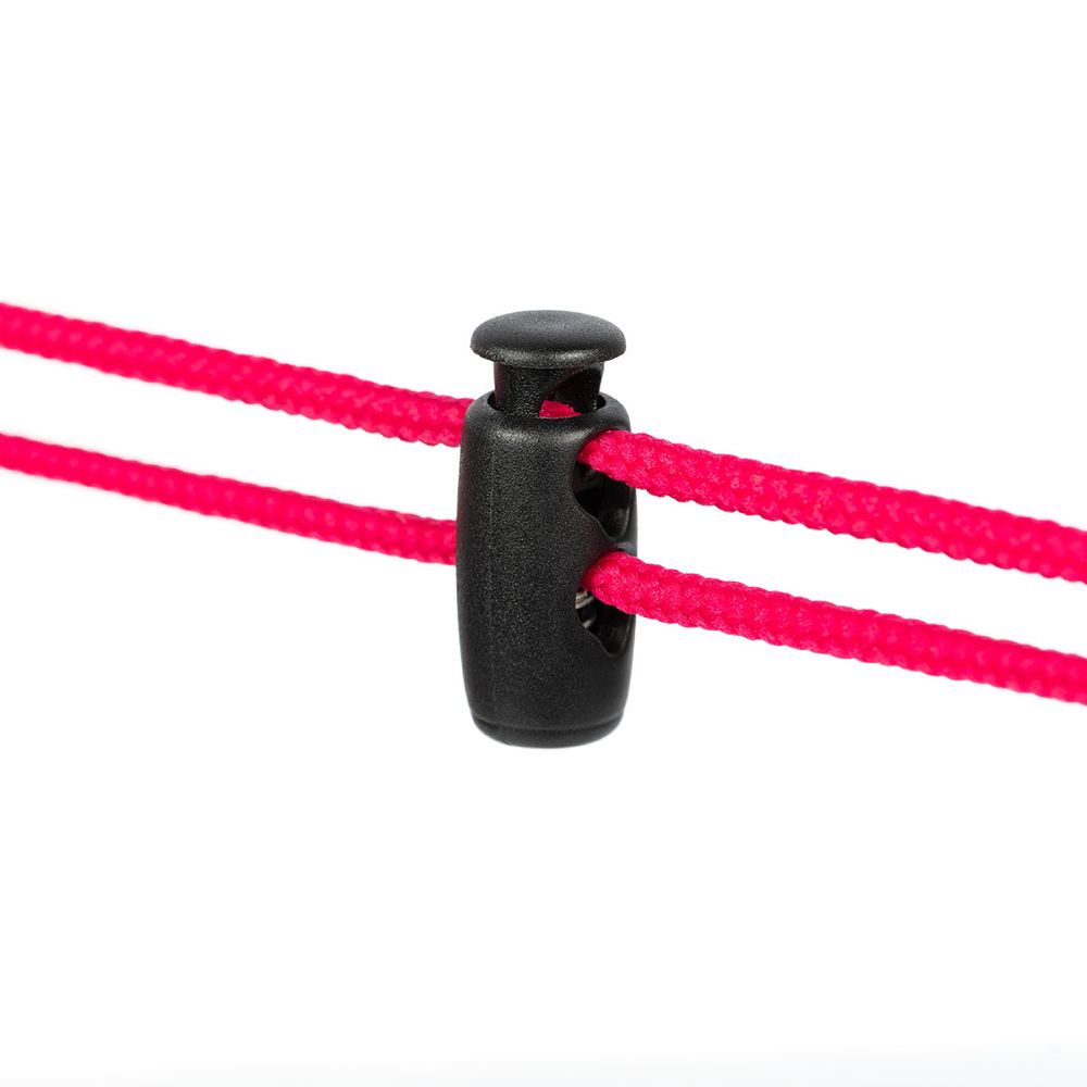 Фиксатор (зажим) для шнура пластик 2 отв., ⌀3.5 мм, 24 шт, №01 черный, Micron A 8855