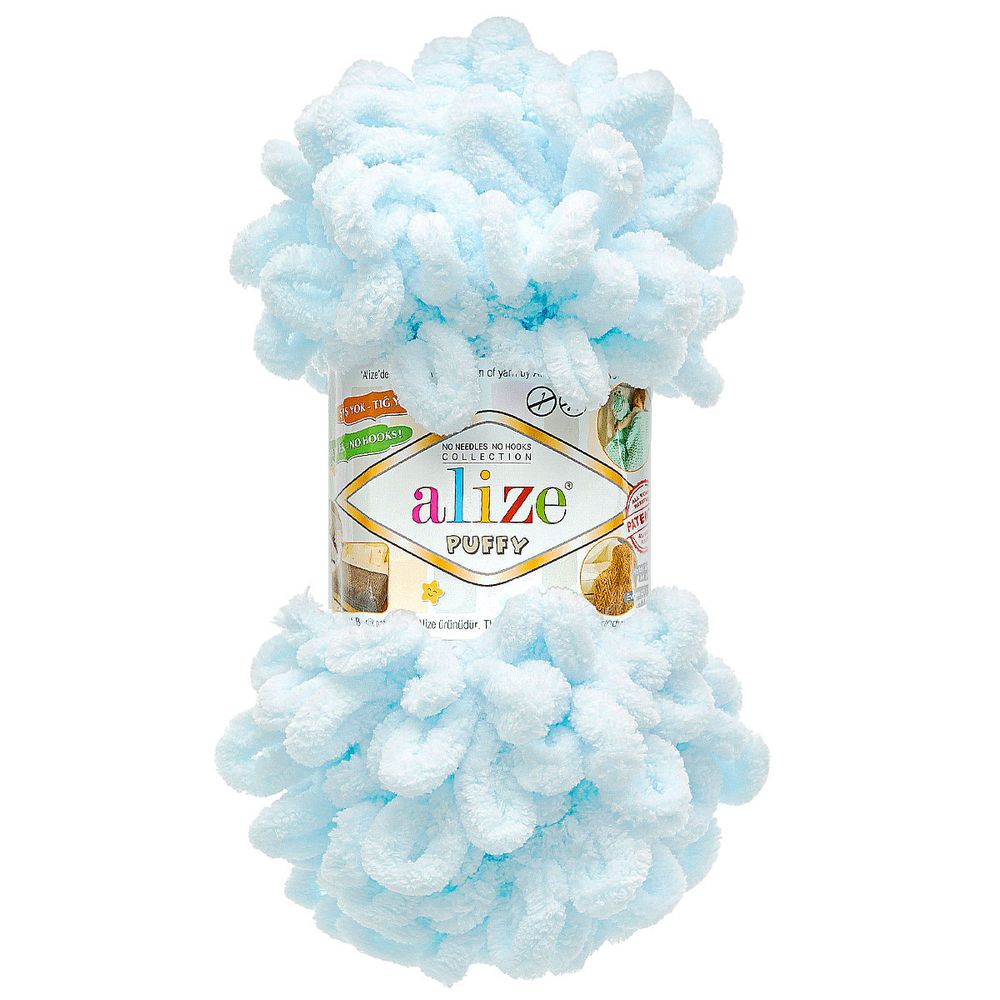 Пряжа Alize (Ализе) Puffy / уп.5 мот. по 100 г, 9м, 730 морозно-голубой