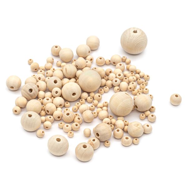 Набор круглых деревянных неокрашенных бусин, 6-30 мм, 168 (± 6) шт, Astra&Craft