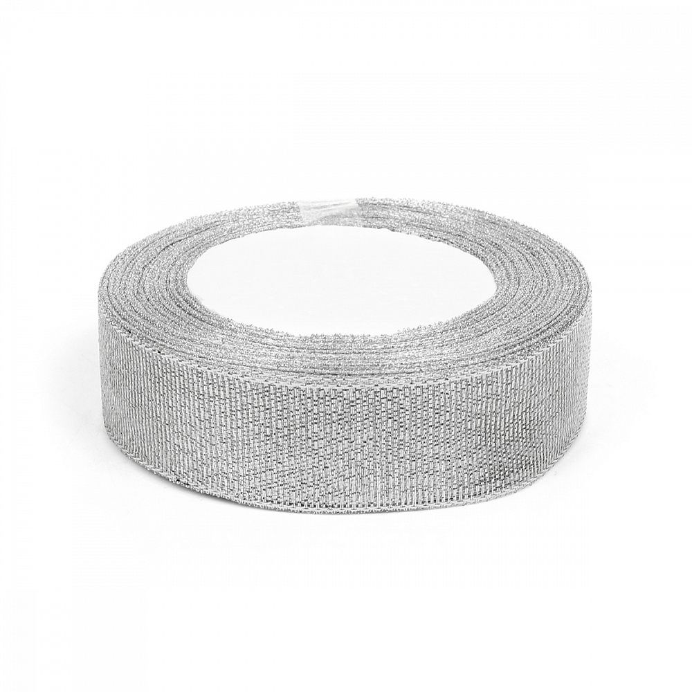 Лента металлизированная 25.0 мм / 22.85±1 метра, цв. серебро, Magic4Hobby, упак. 4 шт