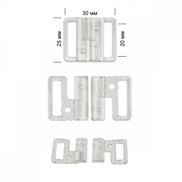 Застежки для купальника (бикини) пластик 20.0 мм, 50 шт, прозрачный