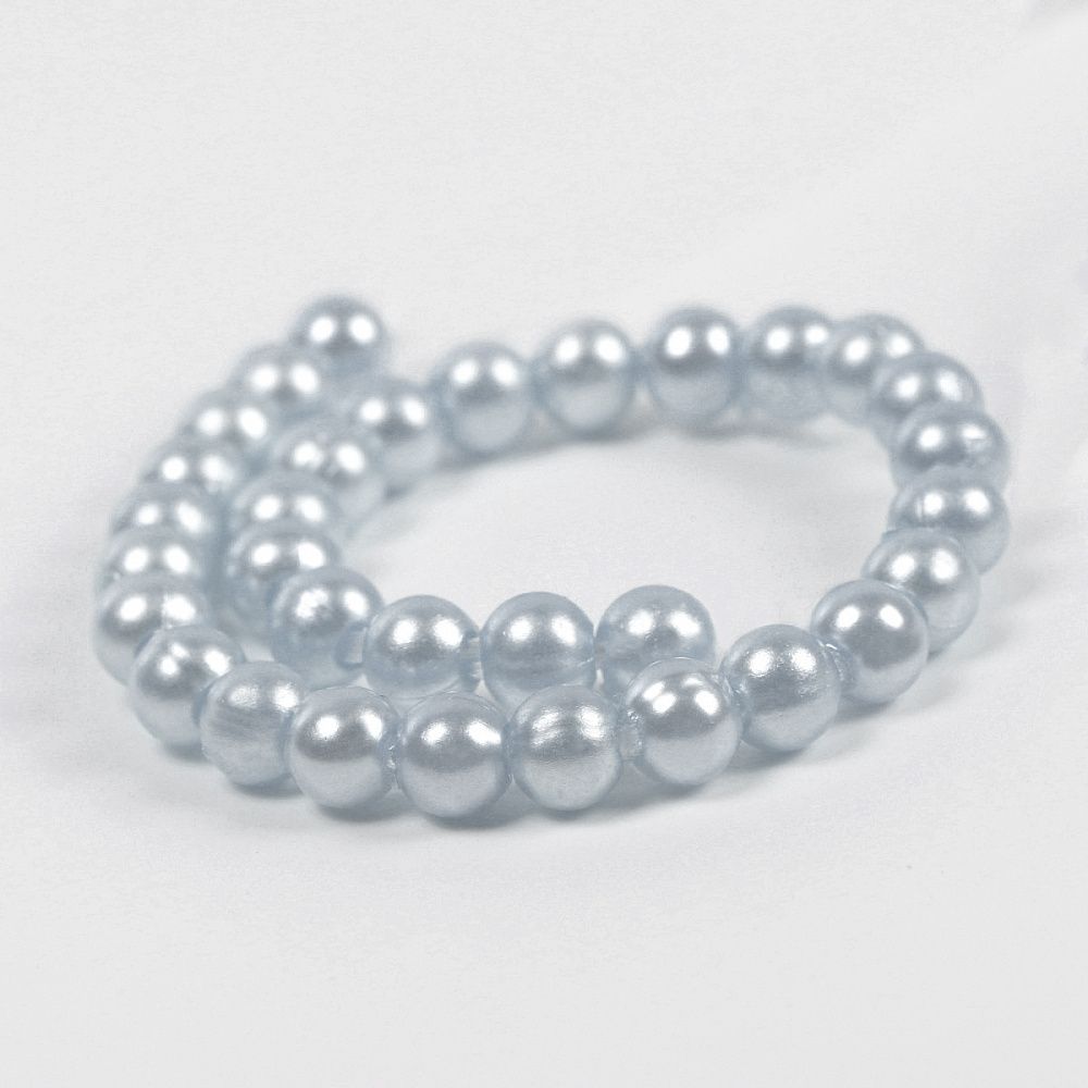 Бусины пластик (перламутр) ⌀10 мм, цв.светло-серый уп.500г (960 шт), Magic4Hobby