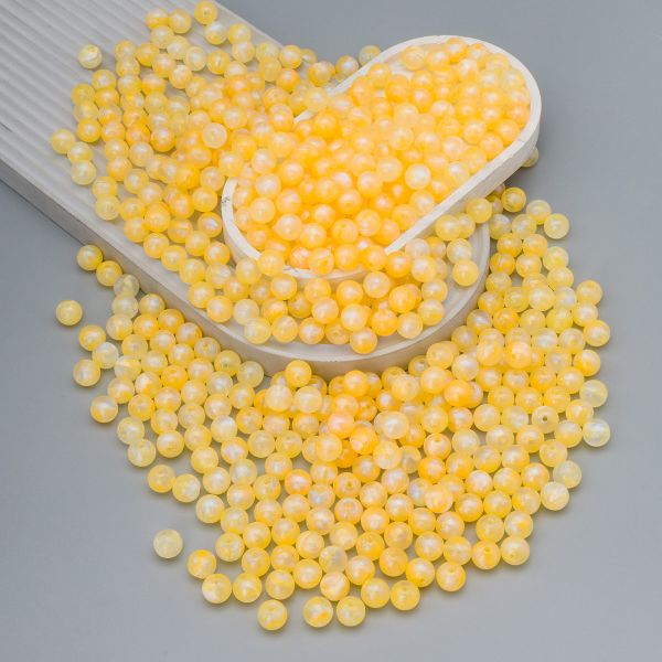 Бусины акрил ⌀12 мм, 500 г, дымка с АВ шиммером, круглые, AD075 желтый, (7748709)2012 , Astra&Craft