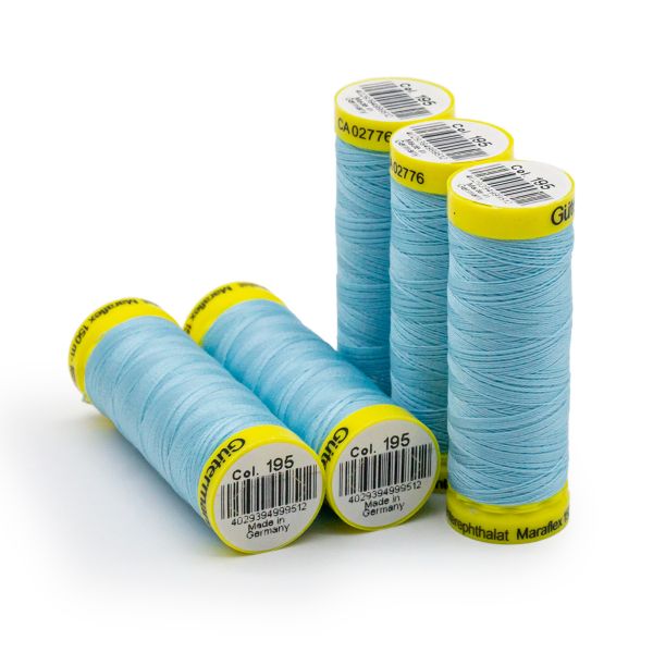 Нитки для трикотажа Gutermann Maraflex, 150м, 195 голубой лед, 5 катушек