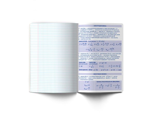 Тетрадь со справочным материалом Знания в действии, A5+ 48 л. на скобе 60 г/м², белизна 90%, 10 шт, клетка, 00835 Физика, Светоч 48Т2