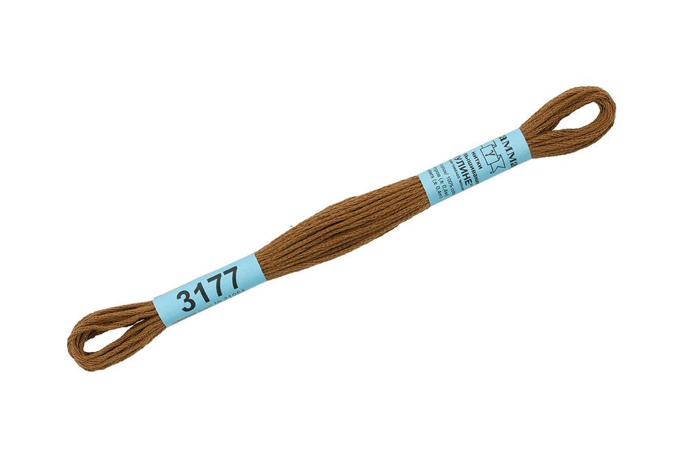 Мулине Gamma 100% хлопок, цв.3177 коричневый-хаки, 24 мотка по 8 метров