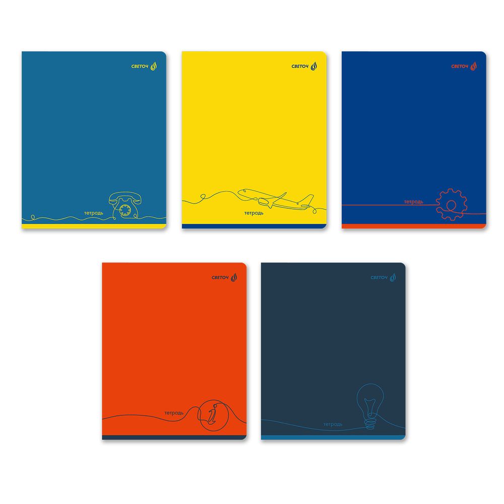 Тетрадь ученическая общая, матовая ламинация, A5+ 96 л. на скобе 65 г/м², белизна 100 %, 5 шт, клетка, 01006 Равновесие, Светоч 96Т16