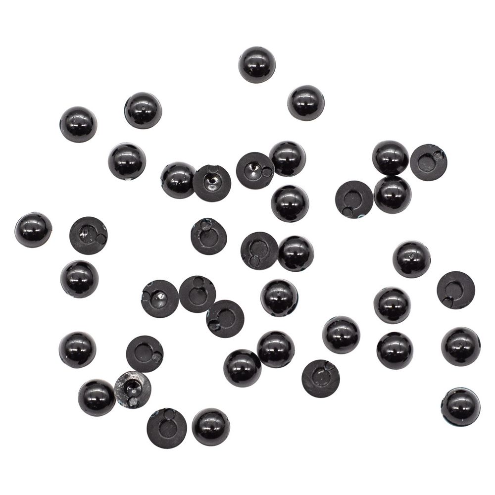 Глаза для кукол и игрушек клеевые 7мм, цв.черный, 40 шт