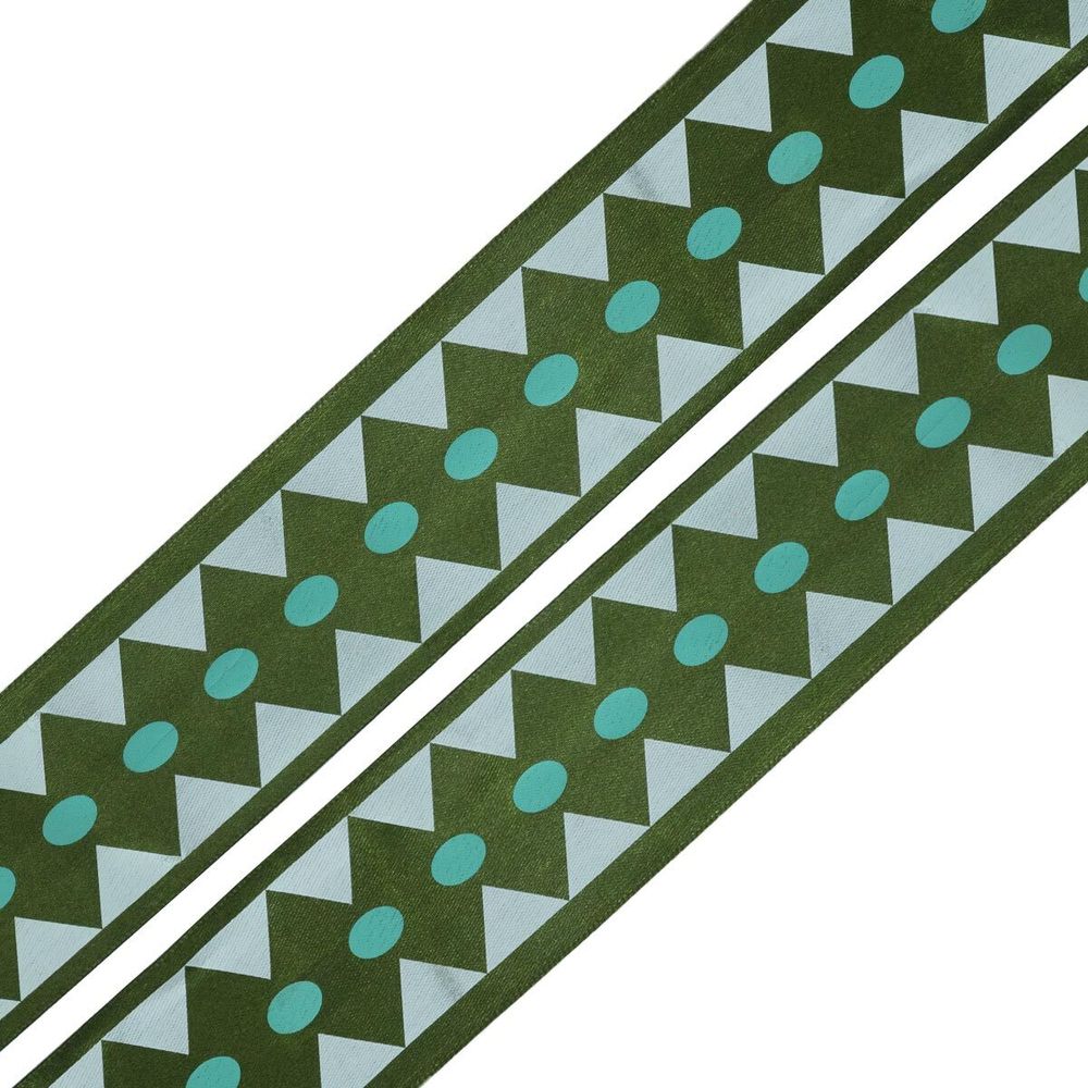 Лента атласная с рисунком Ромбы 45.0 мм / 3 метра, зеленый, Globus