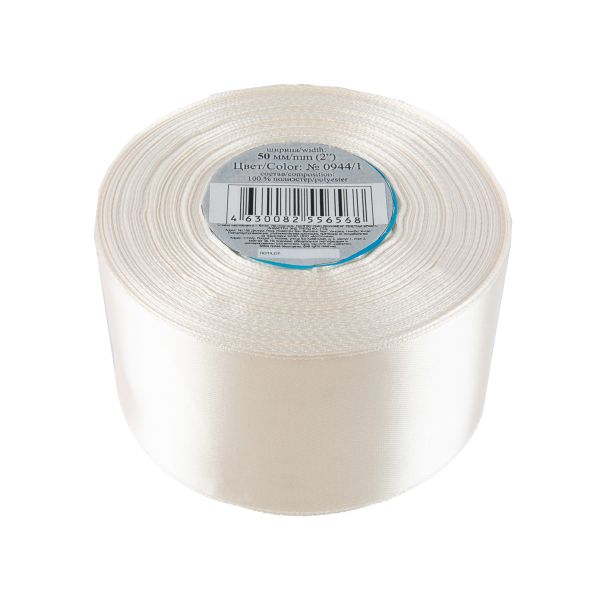Лента атласная 1-сторонняя 50.0 мм / 33±2 метра, №0944/1 кремовый, Gamma