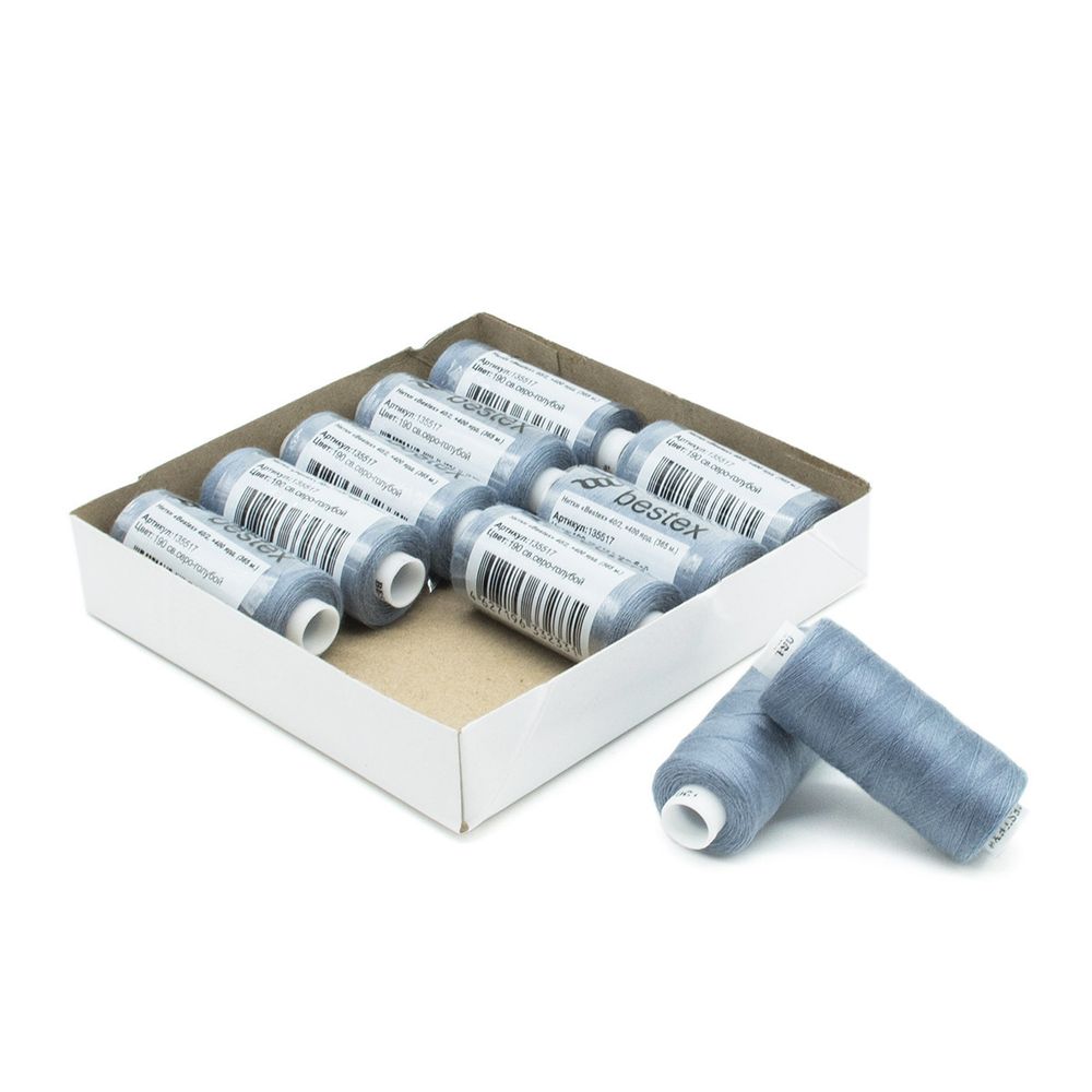 Нитки швейные бытовые Bestex 40/2, 365 м (400 ярд) / 10 кат., 190 голубовато-серый
