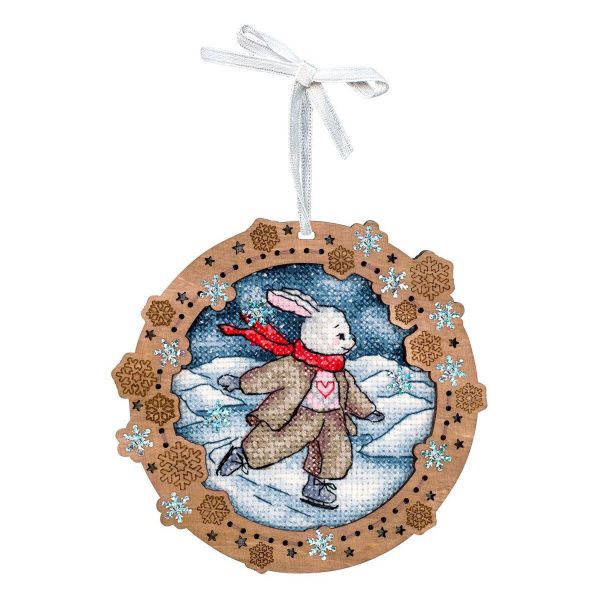 Набор для вышивания нитками МП Студия О-134, на деревянной основе Миниатюра. По речному льду, 11х12 см