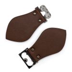 Фурнитура застежка для кардигана кожаная №2 коричневая 24см (черный никель), 2 шт