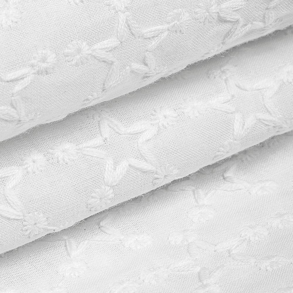 Ткань шитьё (прошва) 100 г/м², 150 см / 2 метра, TBY.Emb.8228.1.2, цв.01 белый