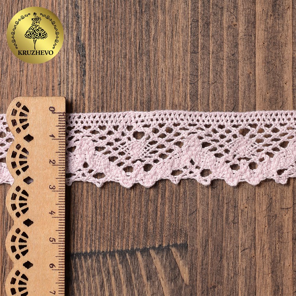 Кружево вязаное (тесьма) 30 мм / 10 метров, диз. 298, цв.20 бл.розовый, Kruzhevo
