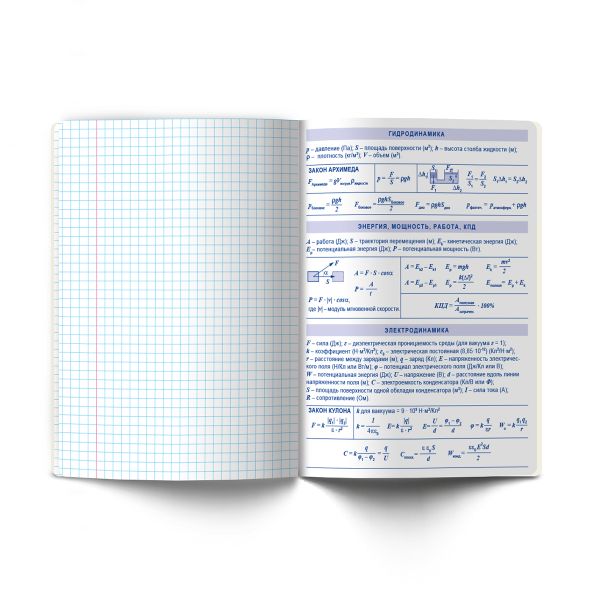 Тетрадь со справочным материалом Остров легенд, сплошной лак, A5+ 48 л. на скобе 65 г/м², белизна 100 %, 10 шт, клетка, 01318 Остров легенд Физика, Светоч Т143